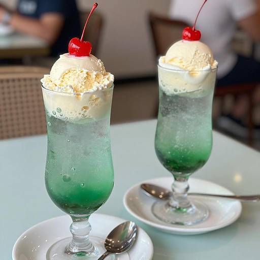 Refreshing Layered Drinks with Ice Cream