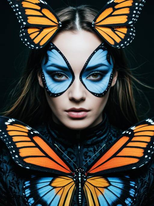 Photorealistic Woman in Butterfly Costume