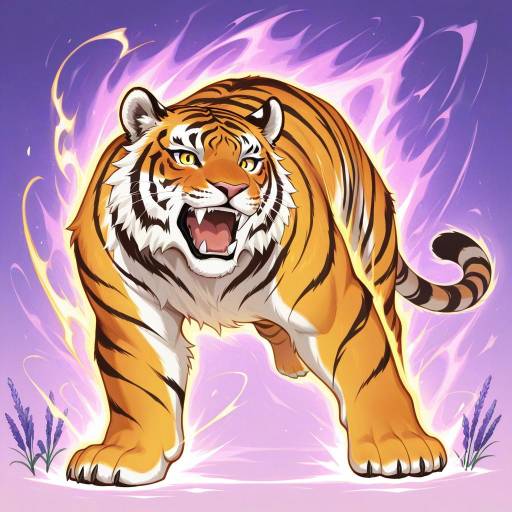 Majestic Indo-Chinese Tiger in Dynamic Pose Majestic Indo-Chinese Tiger in Dynamic Pose