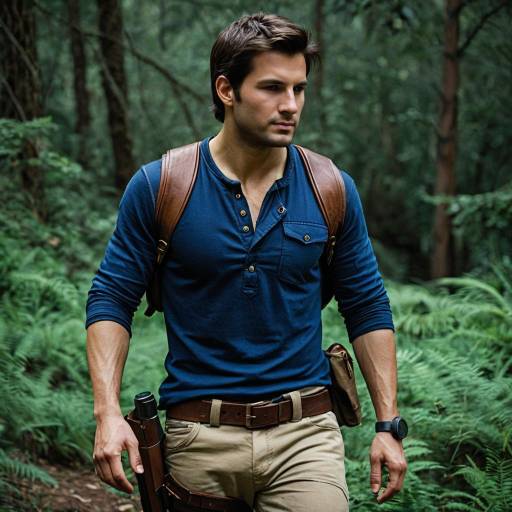 Man Dressed as Explorer in Forest