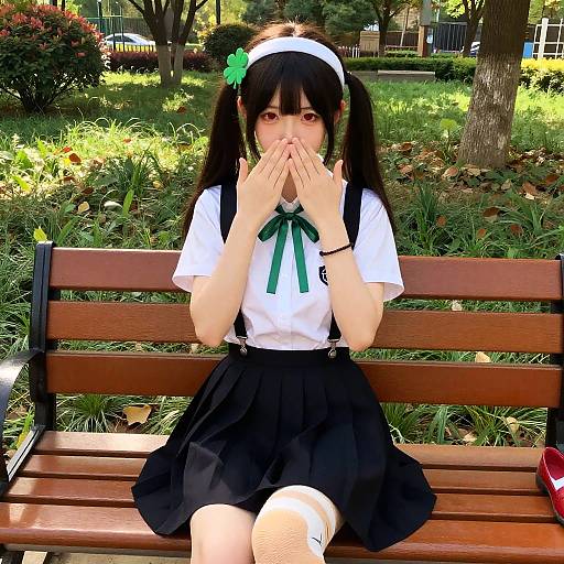 Photorealistic Girl Sitting in Park