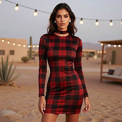 Chic Tartan Dress in Desert Oasis