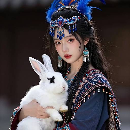 Regal Figure with White Animal