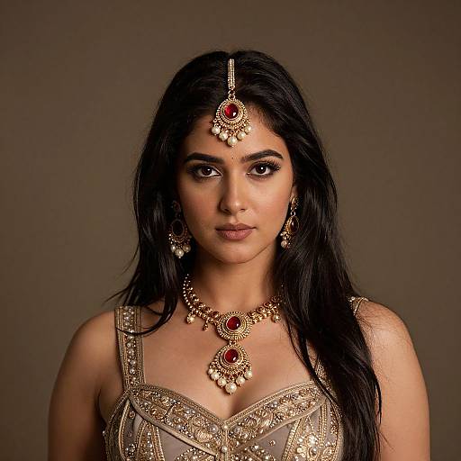 Realistic Portrait of Krishna-Dressed Woman