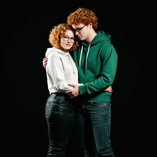 Teen Couple Embracing in Hoodies
