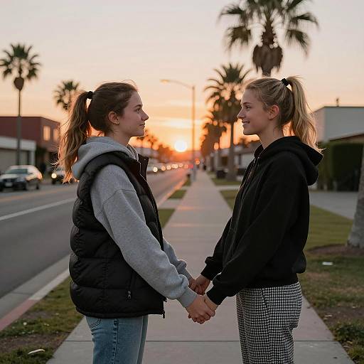 Friends at Sunset: A Bonding Moment