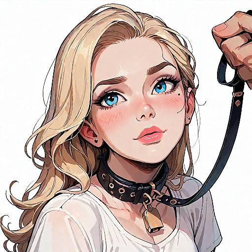 Submissive Blonde Woman on Leash