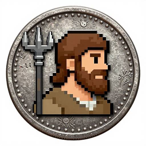 Medieval Pixel Art Peasant Coin