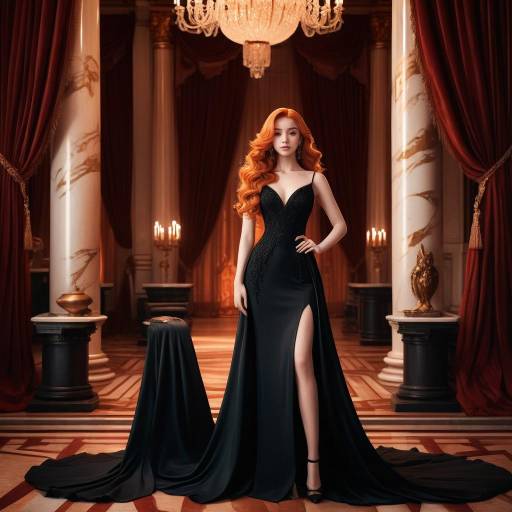 Elegant Anime Woman in Luxurious Setting