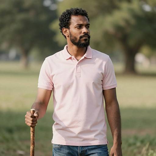 Thoughtful Man in Sunlit Field
