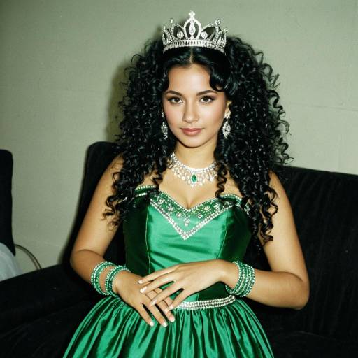 Woman in Green Meena Sing Costume with Tiara