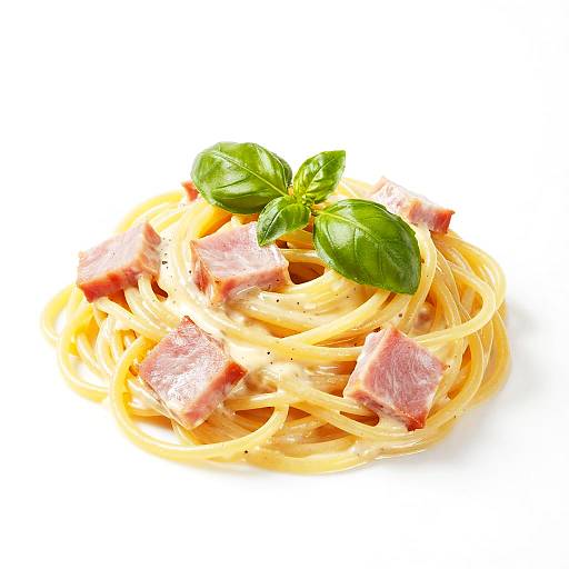 Creamy Spaghetti with Ham and Basil