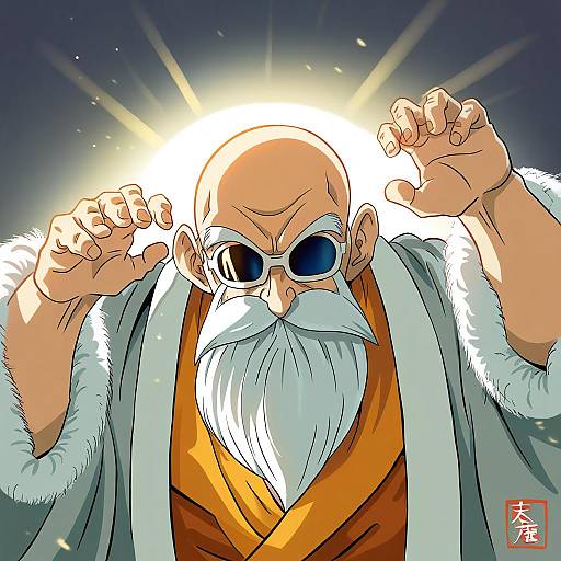 Illustration of Muten roushi, dragon ball in the style of Kanon (kurogane knights)