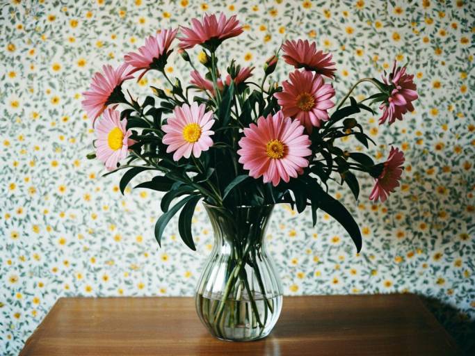 Charming Pink Flower Wallpaper Design