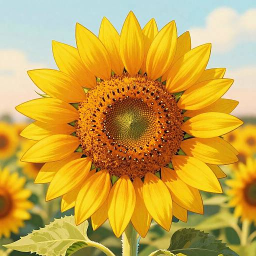 Joyful Sunflower Comic Illustration