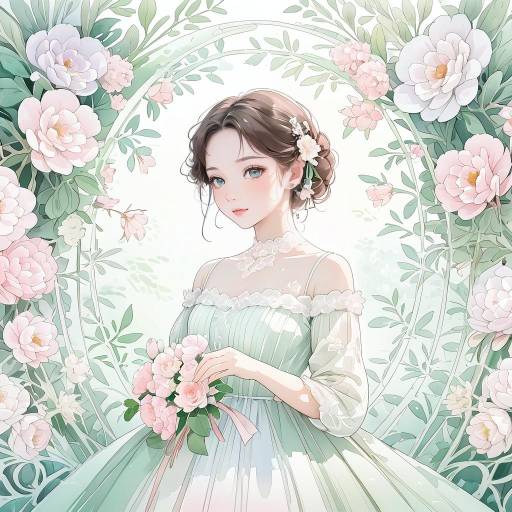 Charming Watercolor Illustration of Graceful Woman
