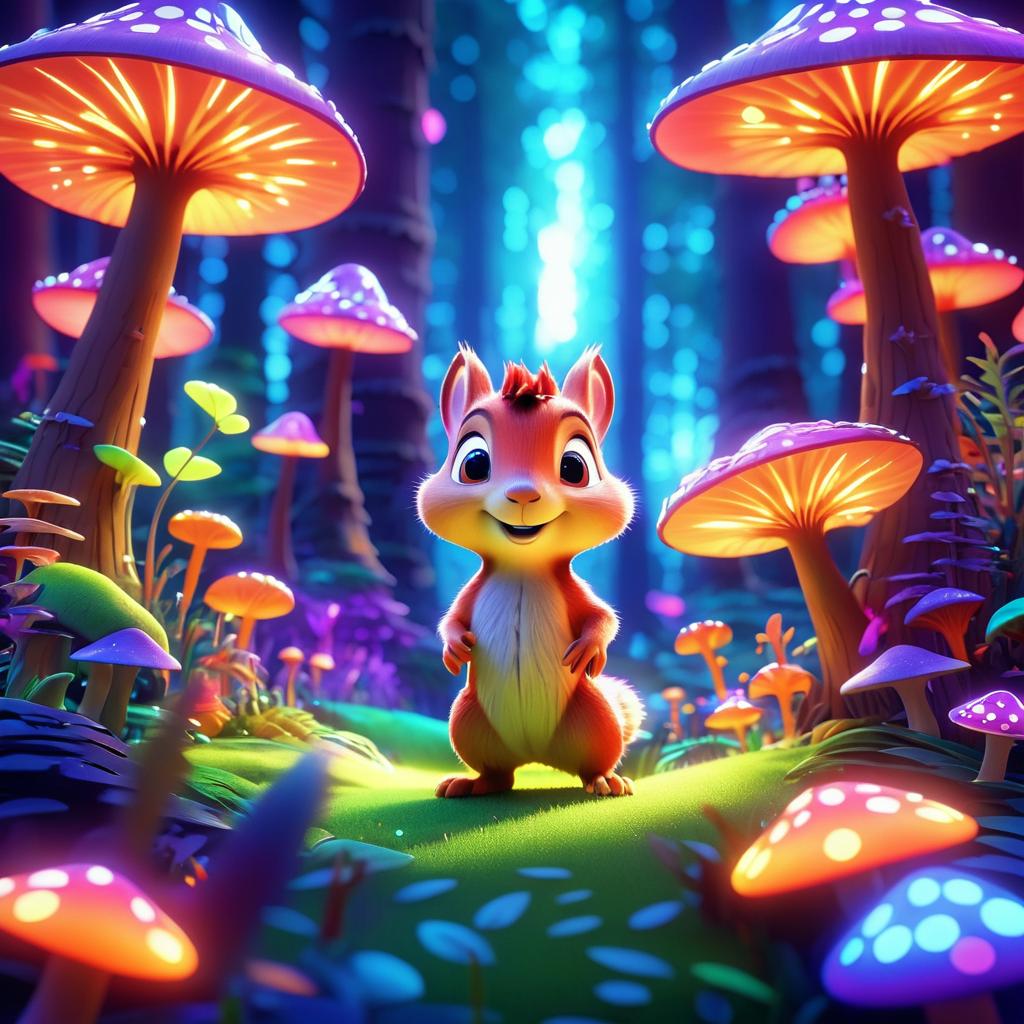 A Squirrel's Journey in a Psychedelic Forest