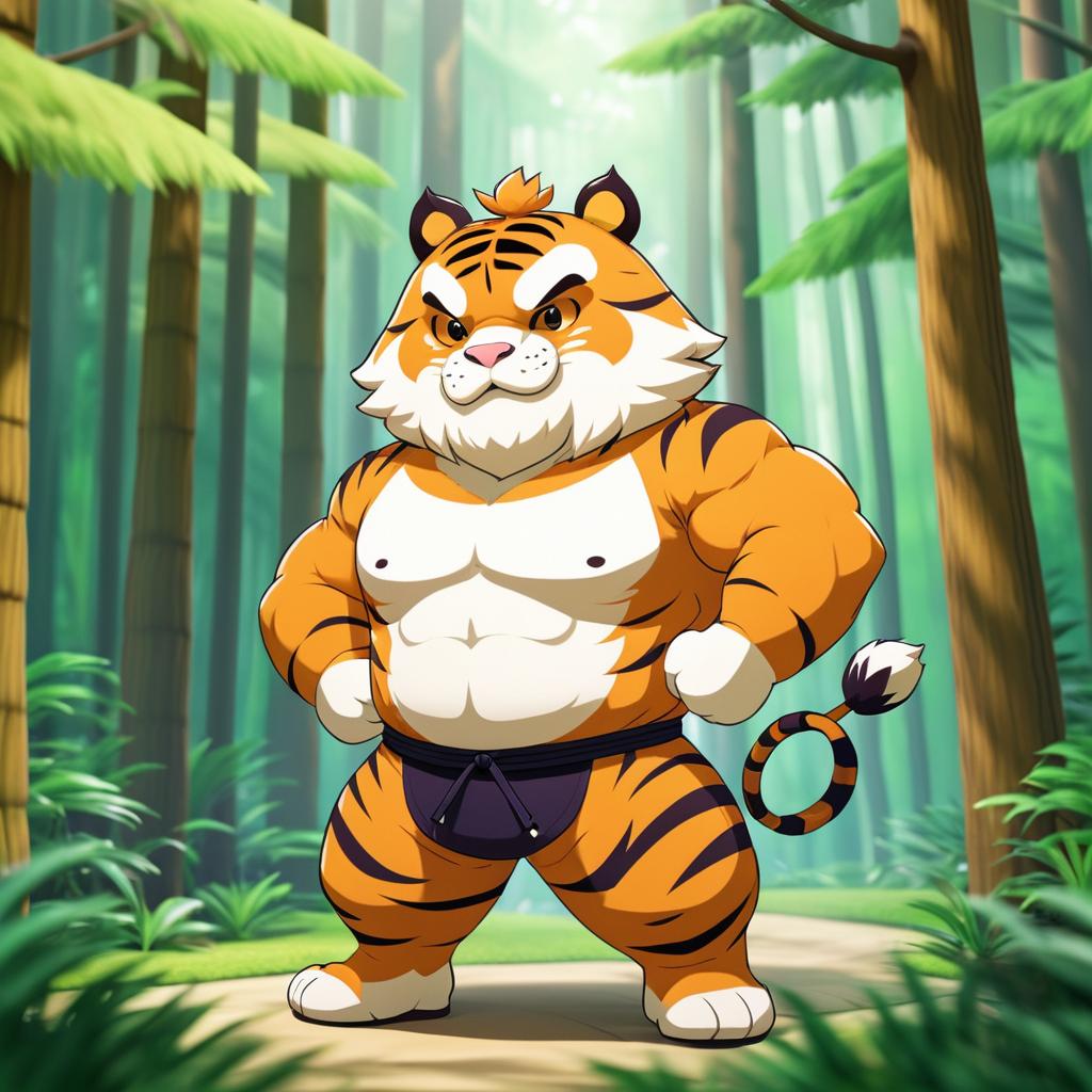 Cute Buff Tiger in Forest Dojo