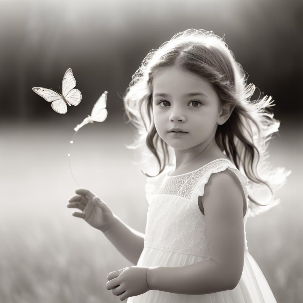 Timeless Elegance: Girl and Butterfly