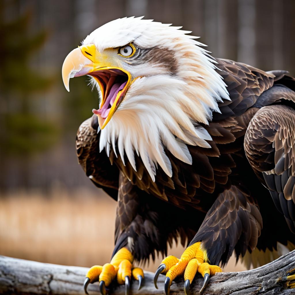 Intense Bald Eagle with Claws and Fangs