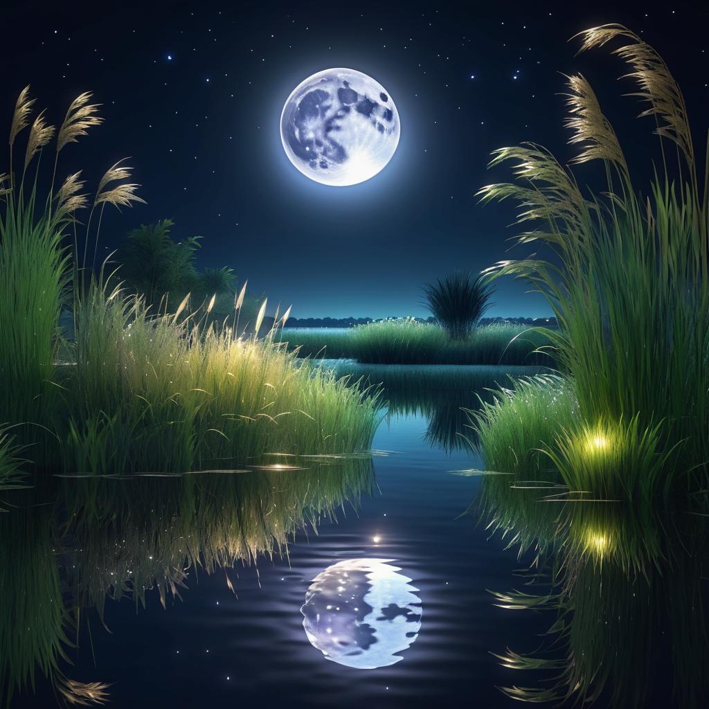 Moonlit Riverside Serenity at Night