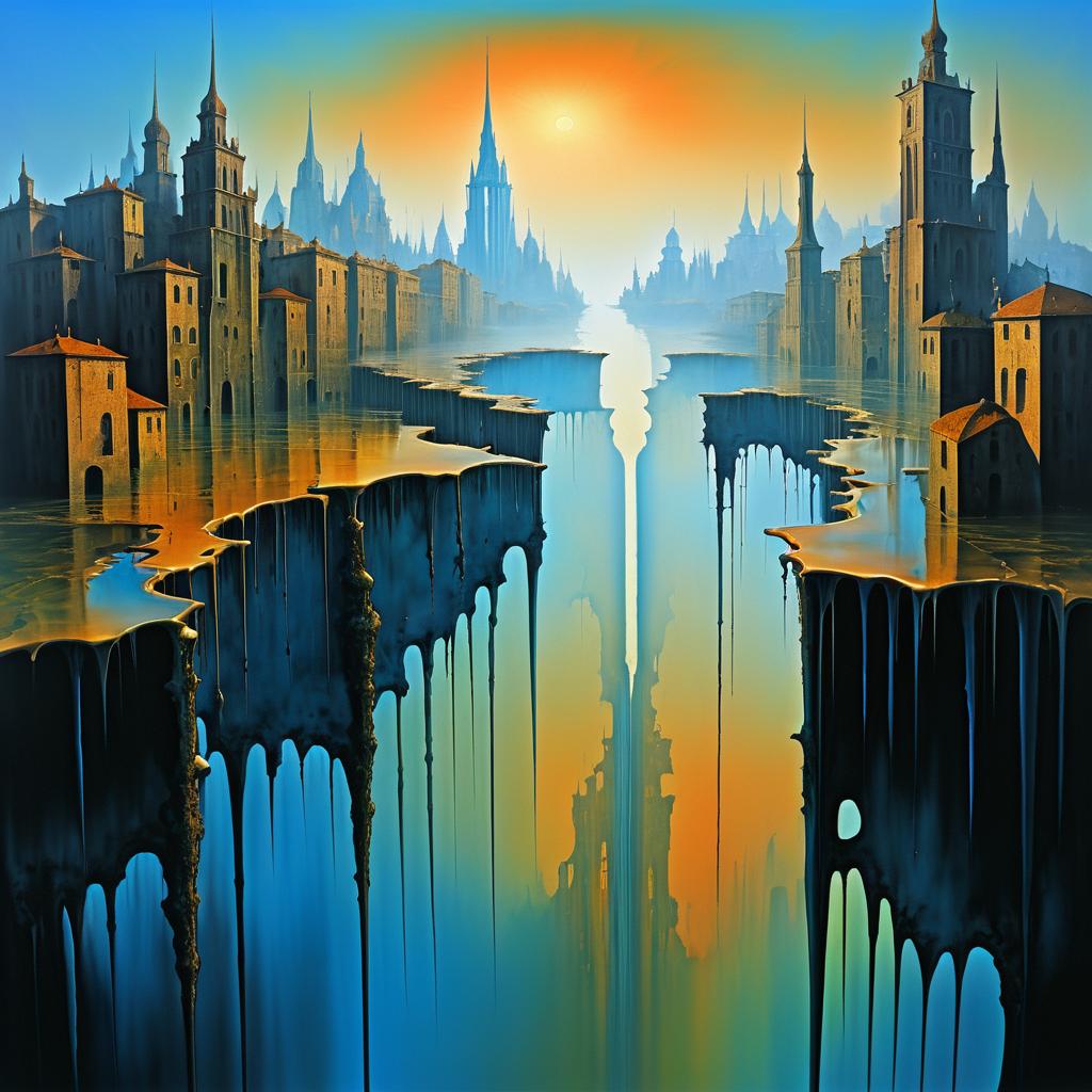 Surreal Melting Cityscape Masterpiece