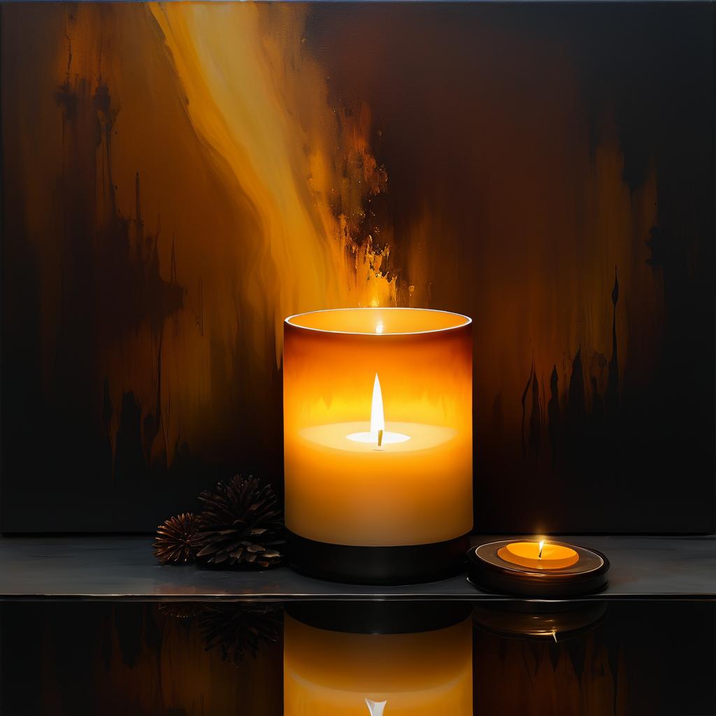 Serene Surrealism: Flickering Candle Scene