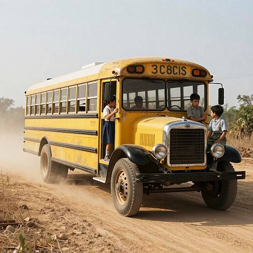 Vintage 1920s School Bus Country Drive