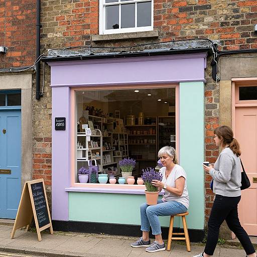 Cozy Pastel Village Storefront Scene