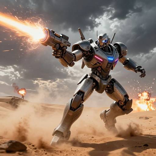Futuristic Mech Desert Showdown