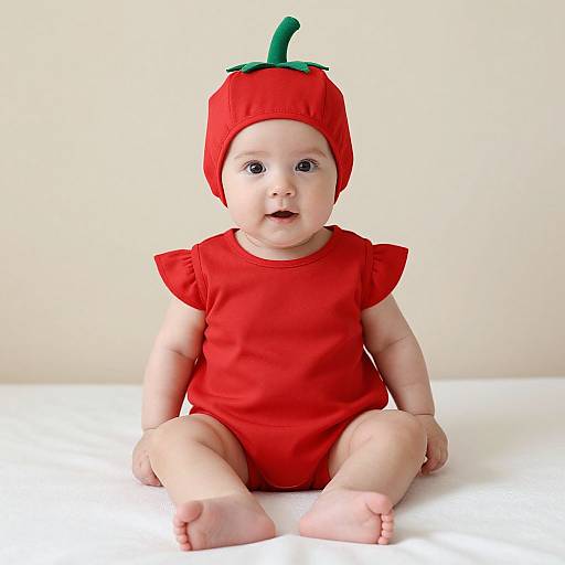 Baby in Red Chili Pepper Costume