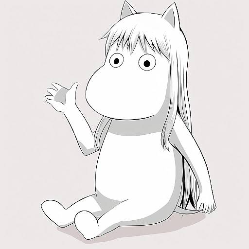 Illustration of Moomintroll, moomin in the style of Baretto (karasi07)