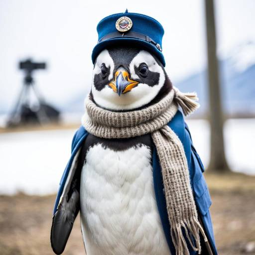 Military Penguin with Rifle and Hat