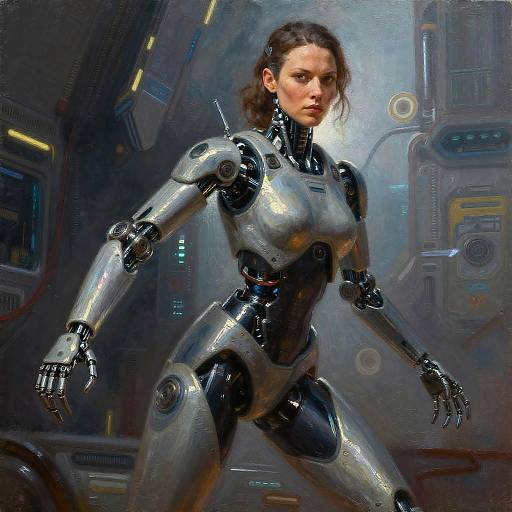 Cybernetic Operative in Cinematic Oil Painting