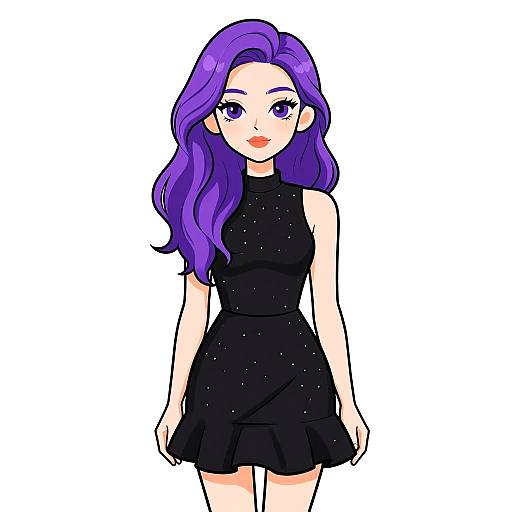 Chic Woman in Black Polka Dot Dress