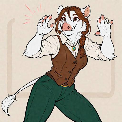 Playful Anthropomorphic Wild Boar Character