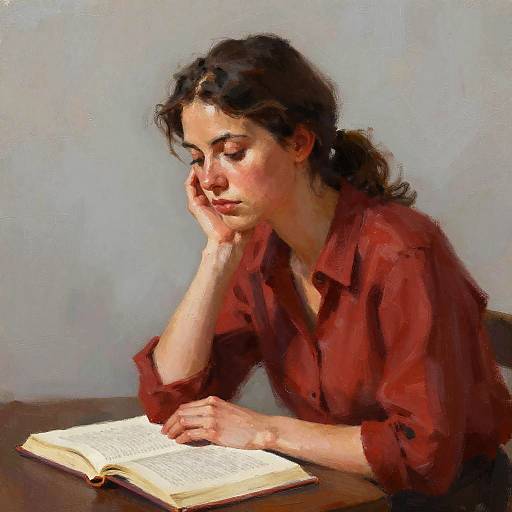 Realistic Digital Painting of Woman Reading