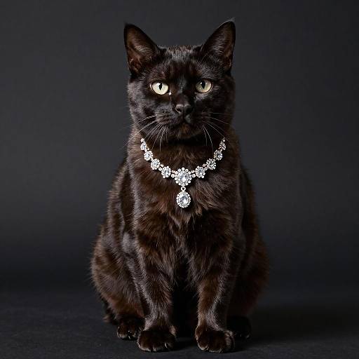 Highlander Cat with Diamond Necklace