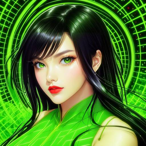 Illustration of Asami sato, avatar legends in the style of Daiaru