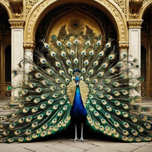 Regal Peacock in Ornate Palace Setting