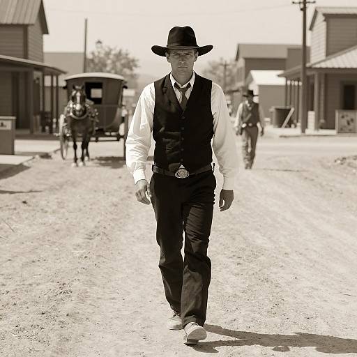Western Man Walking Down Dusty Street