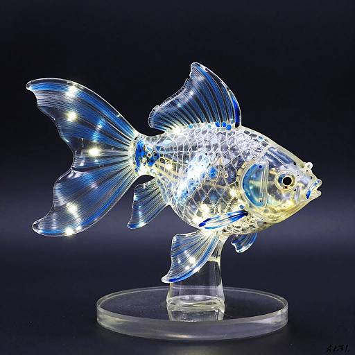 Glowing Glass Fish Sculpture