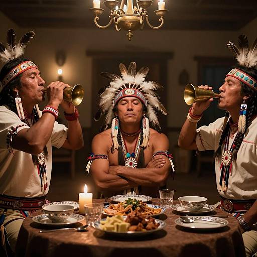 Tranquil Gathering in a Dimly Lit Room