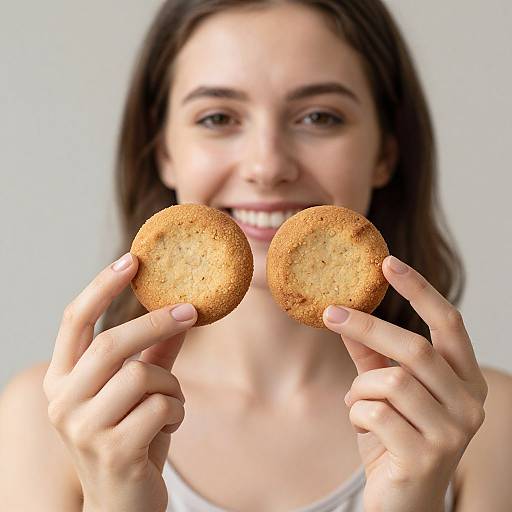 Smiling Woman Holding Seeded Cookies