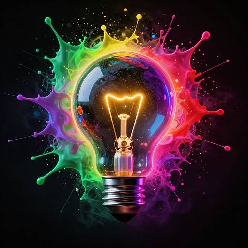 Neon Lightbulb Planet Splash