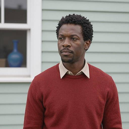 Portrait of a Man by a Green House