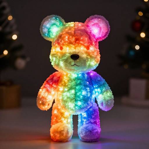 Whimsical Rainbow LED Teddy Bear