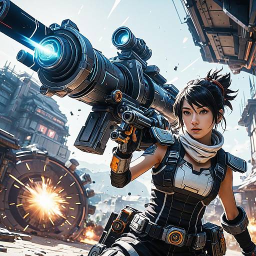 Futuristic Female Warrior with Blast Cannon
