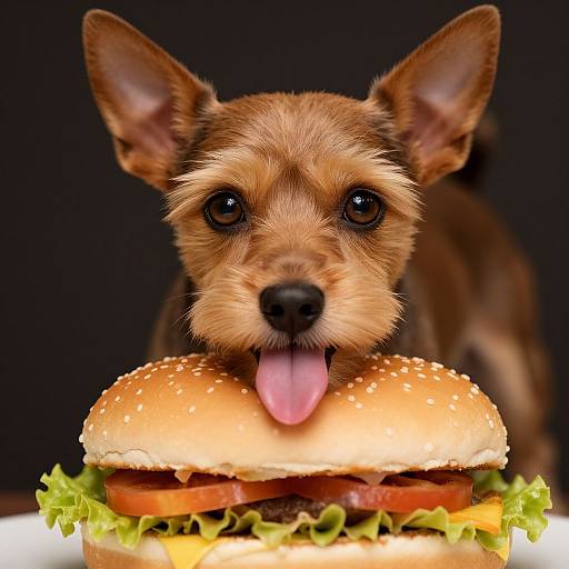 Cute Russian Toy Terrier with Burger