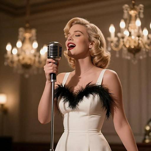 Vintage Cabaret Singer in Chandelier Light